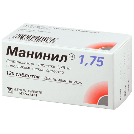 Манинил 1,75 табл. 1,75 мг. фл. №120